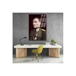 Dikey Cam Renkli Atatürk Tablosu Cam Ofis Ev Tablosu Duvar Dekoru