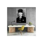Dikey Kanvas Siyah Beyaz Atatürk Tablosu Kanvas Ofis Ev Tablosu Duvar Dekoru
