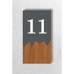 Dikey Lazer Metal Kompozit - Ahşap Apartman Site -Daire Otel Ofis Kapı Numarası - Kapı No:11 Onbbir - 1 Adet - 15x8cm