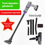 Dikey şarjlı ultra güçlü süpürge harici bataryalı turbo emiş çift motor hepa filtreli ev araba