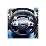 Dikişli Direksiyon Kılıfı Karbon Deri Nokta Deri Mavi Yüzük Mavi Dikişli F Focus 2012-13-14 İçin