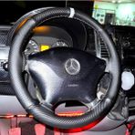 Dikişli Direksiyon Kılıfı Karbon Nokta Deri Gri Yüzük Gri Dikişli Mercedes Sprinter Için 2014 Öncesi