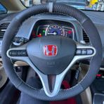 Dikişli Direksiyon Kılıfı Karbon Nubuk Deri Gri Yüzük Gri Dikişli Honda Civic 2007 Kasa