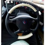Dikişli Direksiyon Kılıfı Krem Deri Siyah Deri / Dikişli Scania Tır Kamyon (Fotoğraftaki) Için