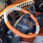 Dikişli Direksiyon Kılıfı Krem Deri Taba Deri Siyah Dikişli Mercedes Yeni Tır Kamyon İçin