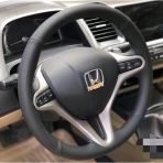 Dikişli Direksiyon Kılıfı Nokta / Siyah Deri Siyah Dikişli Honda Civic 2007 -2012 Kasa İçin