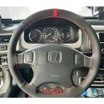Dikişli Direksiyon Kılıfı Nubuk Noktalı Deri Kırmızı Yüzük Kırmızı Dikişli Honda Civic 2001 Kasa