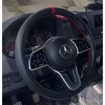 Dikişli Direksiyon Kılıfı Siyah Deri Kırmızı Yüzük Kırmızı Dikişli Mercedes Sprinter Yeniler