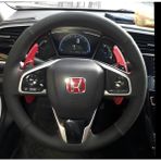 Dikişli Direksiyon Kılıfı Siyah Deri Noktalı Deri Kırmızı Dikişli Honda Civic Fc5 İçin