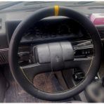 Dikişli Direksiyon Kılıfı Siyah Deri Sarı Yüzük Sarı Dikişli Renault 9 Broadway İçin