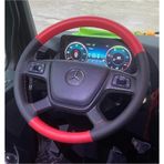 Dikişli Direksiyon Kılıfı Siyah Kırmızı Deri Kırmızı Dikişli Mercedes Tır Kamyon İçin Kırmızı