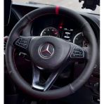Dikişli Direksiyon Kılıfı Siyah / Nokta Deri Kırmızı Yüzük Kırmızı Dikişli Mercedes Vito İçin