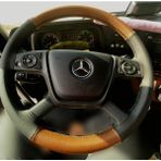 Dikişli Direksiyon Kılıfı Taba Deri Siyah Deri Siyah Dikişli Mercedes Arocs 4148 İçin