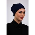 Dikişsiz Lacivert Penye Bone Kadın Tesettür Bağlamalı - Standart