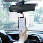 Dikiz Aynası İnce Araç İçi Telefon Tutucu Dik-yan Durdurabilme Siyah