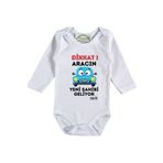Dikkat Aracın Yeni Sahibi Geliyor Yazılı Bebek Zıbın, 2 Yaş, Beyaz
