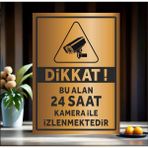 Dikkat Bu Alan 24 Saat Kamera Ile Izlenmektedir - Uyarı Tabela Levhası 24X34 cm Polikarbon - 24 x 34 cm - 1 Adet