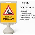 Dikkat Çalışma Var / Dikdörtgen Uyarı Levhası - Kırmızı - Sarı