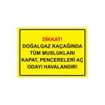 Dikkat! Doğalgaz Kaçağında Pencereleri Aç Odayı Havalandır! İsg Uyarı Levhası Pvc A3 30X42 Cm