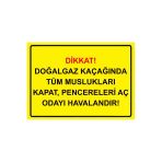 Dikkat! Doğalgaz Kaçağında Pencereleri Aç Odayı Havalandır! İsg Uyarı Levhası Pvc A4 21X30 Cm