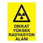Dikkat Yüksek Radyasyon Alanı Uyarı Tabelası - 70x100 Alüminyum Kompozit Panel - RLI10