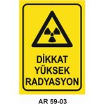 Dikkat Yüksek Radyasyon Iş Güvenliği Uyarı Levhası - 25x35