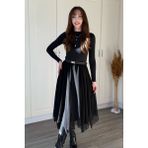 Dilay Gökoğlu Butik Asimetrik Midi Tül Etek - Siyah