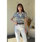 Dilay Gökoğlu Butik Polo Yaka Çizgili Bluz