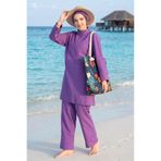 dilberfashion Ece Model Leoparlı 3'llü Set Tesettür Mayo Takım
