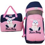 Dilebebe Mobil Peluş Tavşanlı 2'li Çanta Kundak Seti - Pembe