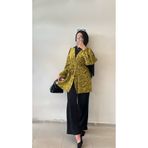 DİLEKBUTİK Yağ yeşili yazlık desenli kimono