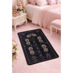 Dilex DİLEX Çeyizlik Makine İşi Nakışlı Seccade Siyah Mor Nakışlı Etamin Kumaş Seccade 120x73 cm