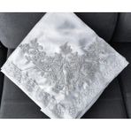 Dilex DİLEX Fransız Dantel Süslemeli Saten Bohça Seti 3’lü – Ekru Gelin Damat Çeyiz Bohçası 90x90 cm