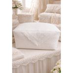 Dilex DİLEX Saten Yorgan Hurç Ekru İğne Oyalı Çeyizlik Hurç Gelin Bohçası Damat Bohçası Büyük Boy 46x90x45 cm - Beyaz - 90 x 46 x 45 cm