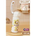 Dıller 600 Ml Tek Kapak Çift Kullanım Pipetli/Pipetsiz Taşıma El Askılı Vacum Cup/Çelik Termos -Ffd9361-600