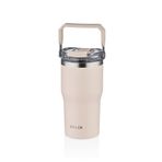 Diller 620 ml Krem Tek Kapak Çift Kullanım Pipetli Pipetsiz Taşıma Kulplu Termos