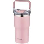 Diller 620ML Yeni Koleksiyon Tumbler Pipetli/pipetsiz Kullanım Kulplu Paslanmaz Çelik Termos - Pembe