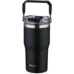 Diller 620ML Yeni Koleksiyon Tumbler Pipetli/pipetsiz Kullanım Kulplu Paslanmaz Çelik Termos - Siyah