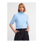 Dilvin 101A10480 Yumuşak Dokulu Tam Balıkçı Yaka Mavi Kadın Kazak