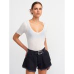 Dilvin 10519 Fitilli Transparan Triko Bluz-Ekru - Standart