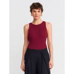 Dilvin 10726 Kayık Yaka Fitilli Triko Bluz-Bordo - Standart