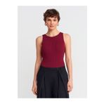 Dilvin 10726 Kayık Yaka Fitilli Triko Bluz-Bordo