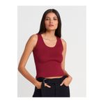 Dilvin 10759 Fitilli Ajurlu Triko Bluz-Açık Bordo