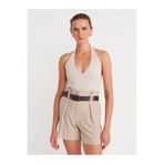 Dilvin 10794 Halter V Yaka Basıc Bluz-Taş