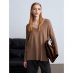Dilvin 10844 V Yaka Kaşmir Karışımlı Kazak-Koyu Vizon - Standart
