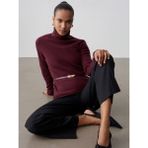 Dilvin 10861 Kaşmir Karışımlı Kemerli Kazak-Bordo - Standart