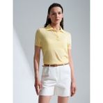 Dilvin 10871 Lyocell Karışımlı Polo Yaka Bluz-Açık Sarı - Standart