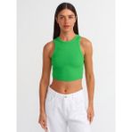 Dilvin 20820 Dikiş Efektli Crop Top-Yeşil - 40