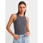 Dilvin 20842 Fitilli Halter Yaka Atlet-Füme - S