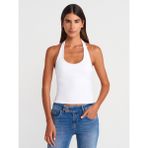 Dilvin 21052 Halter Yaka Kolsuz Kadın Bluz Beyaz %95 Pamuk %5 Elastan Şık Abiye Tasarım - 38